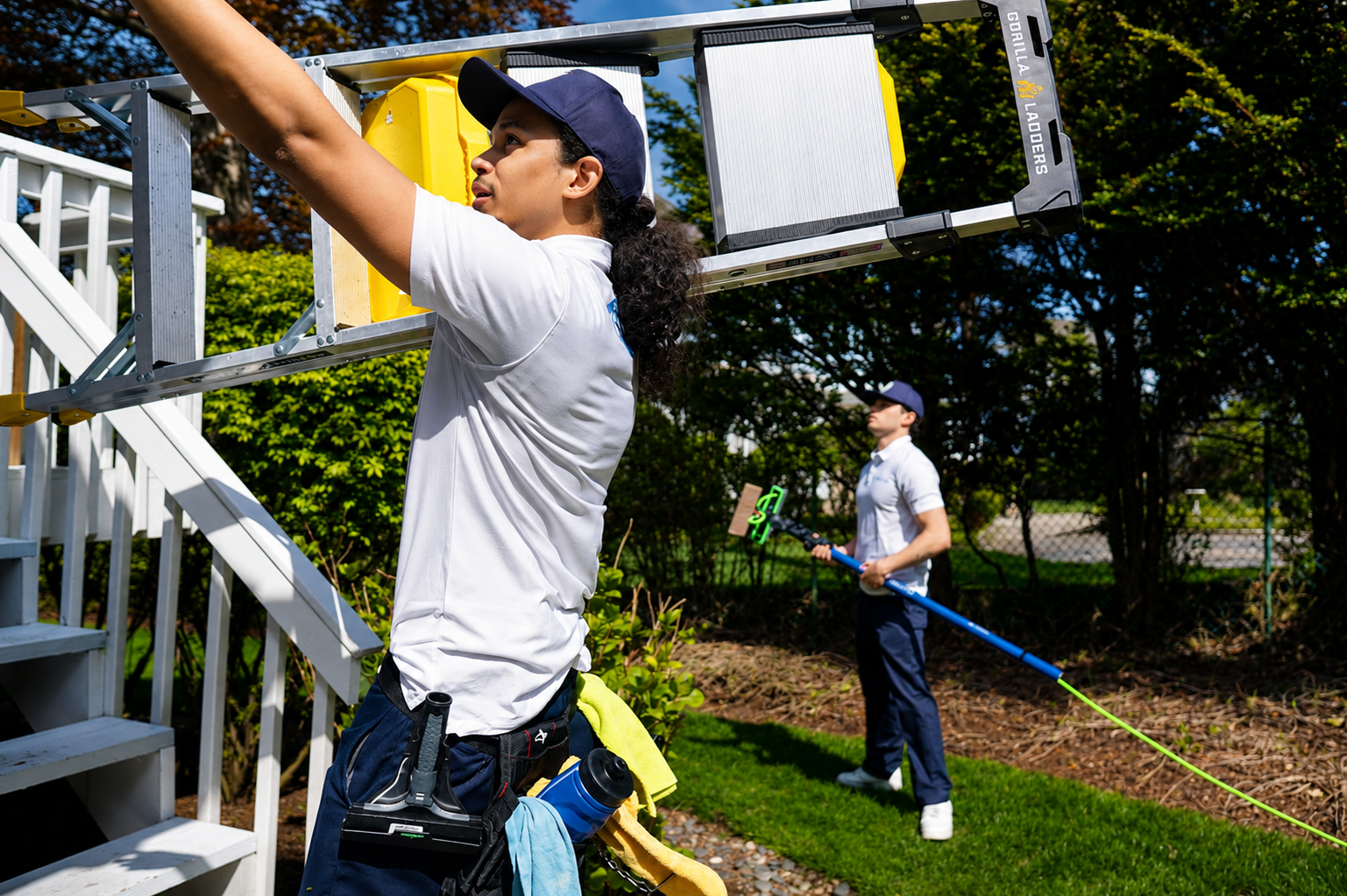 Window cleaning technician at work